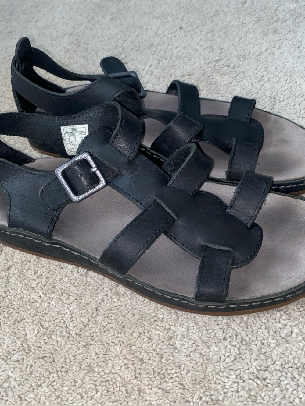 Chaco Aubrey Black Ankle Strap Buckle Leather Gladiator Sandals Women’s Size 7